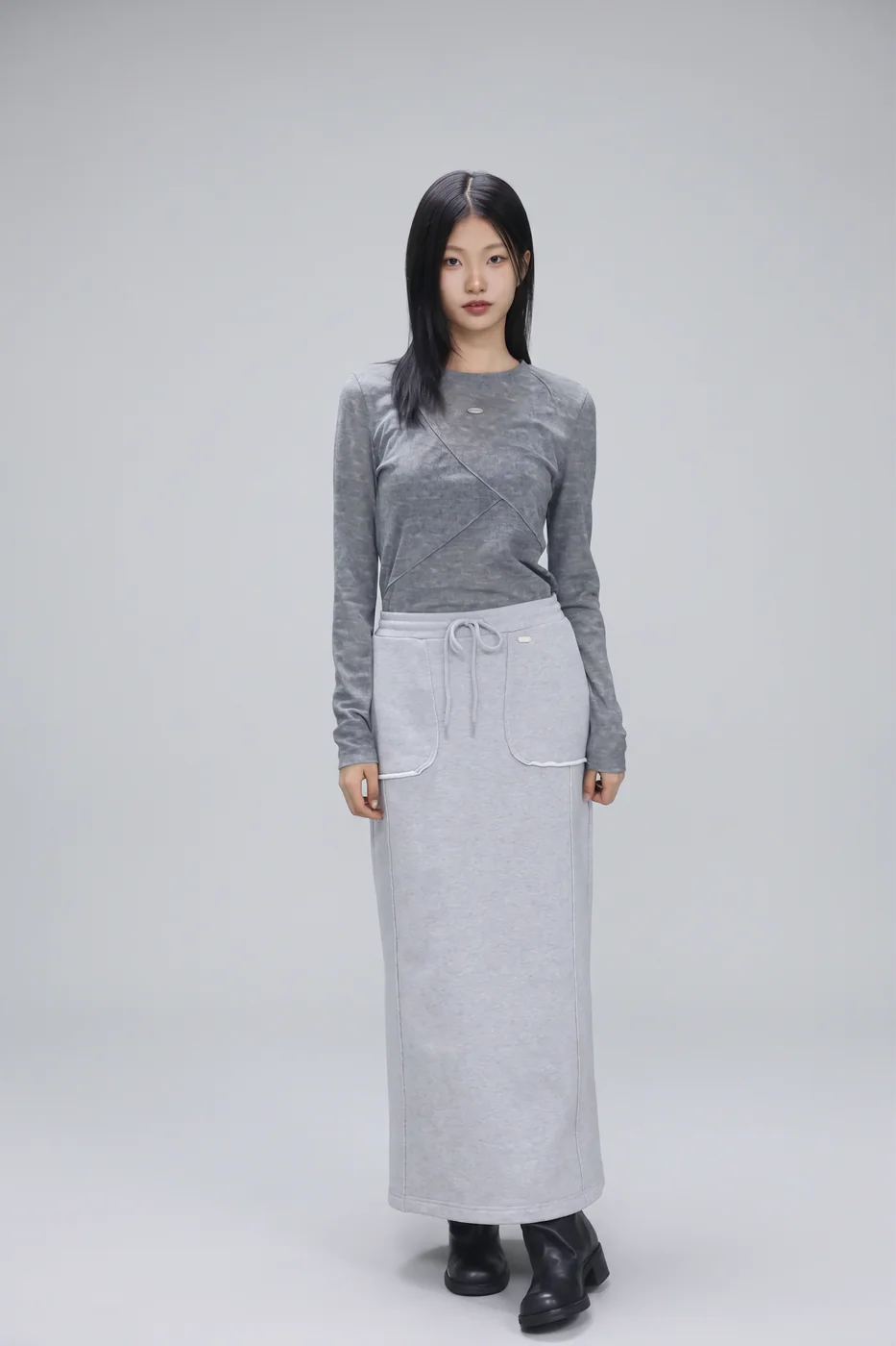 Vintage mood jursey skirt 착용컷