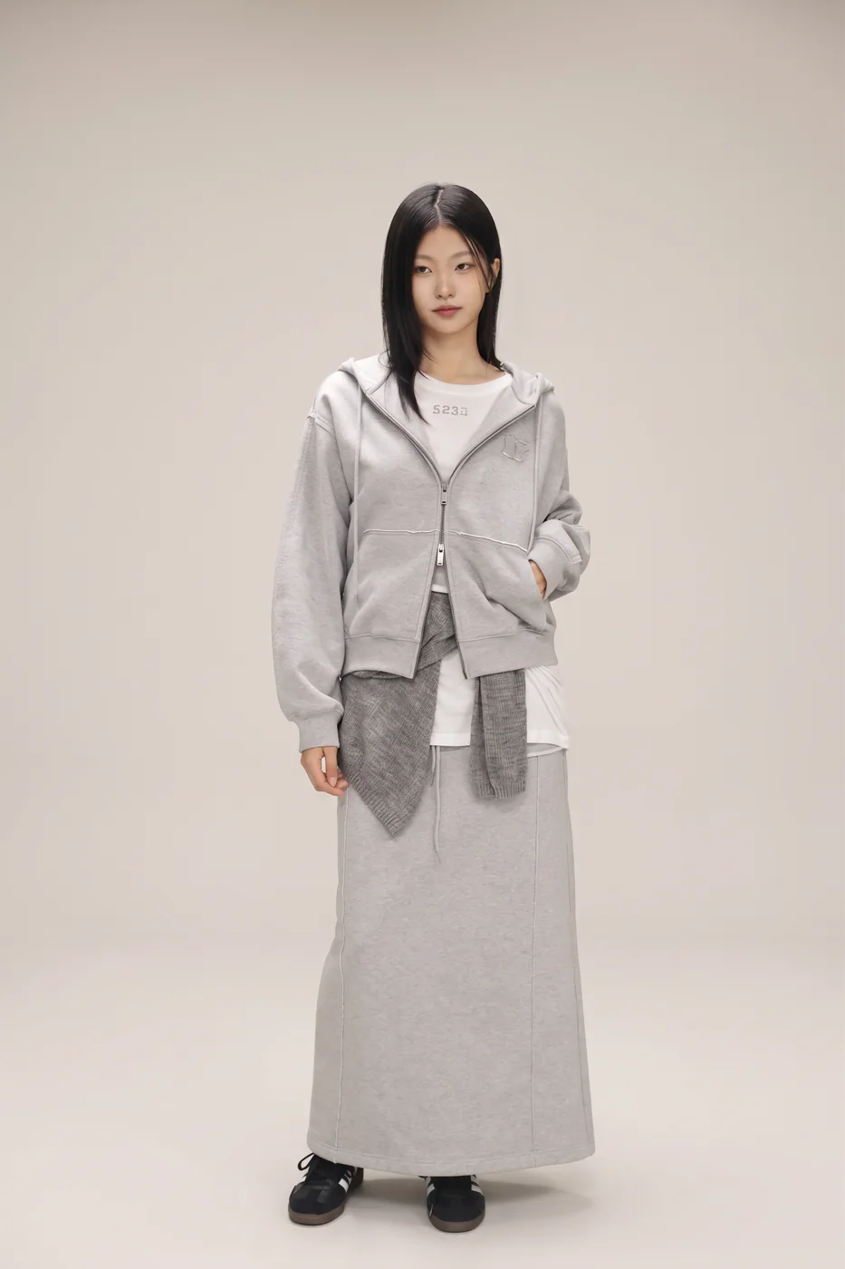 Vintage mood hood zip-up 착용컷